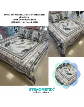 ETEHOMETEX ÇİFT KİŞİLİK KAPİTONELİ YATAK ÖRTÜSÜ SETİ ALYA GRİ 8696474231890